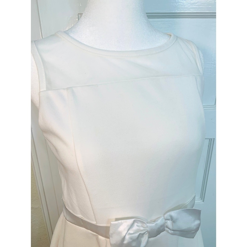 Calvin Klein Fit and Flare Sleeveless White Dress Mesh Bachelorette / Size 10-12 - Picture 5 of 16
